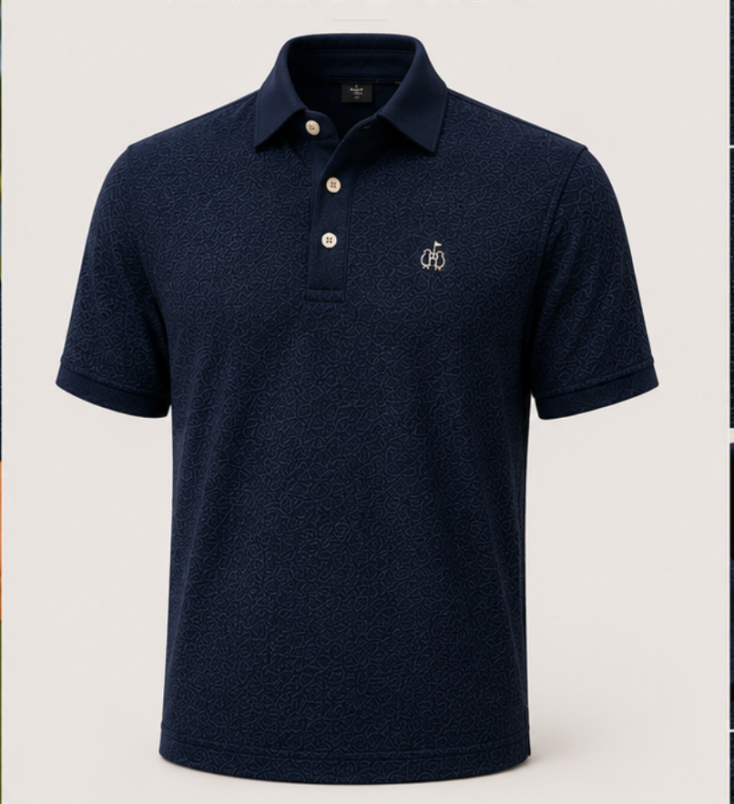 Men's Navy Textured Polo