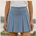 Women's Dusty Blue Pleated V-Waist Skirt