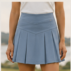 Women's Dusty Blue Pleated V-Waist Skirt